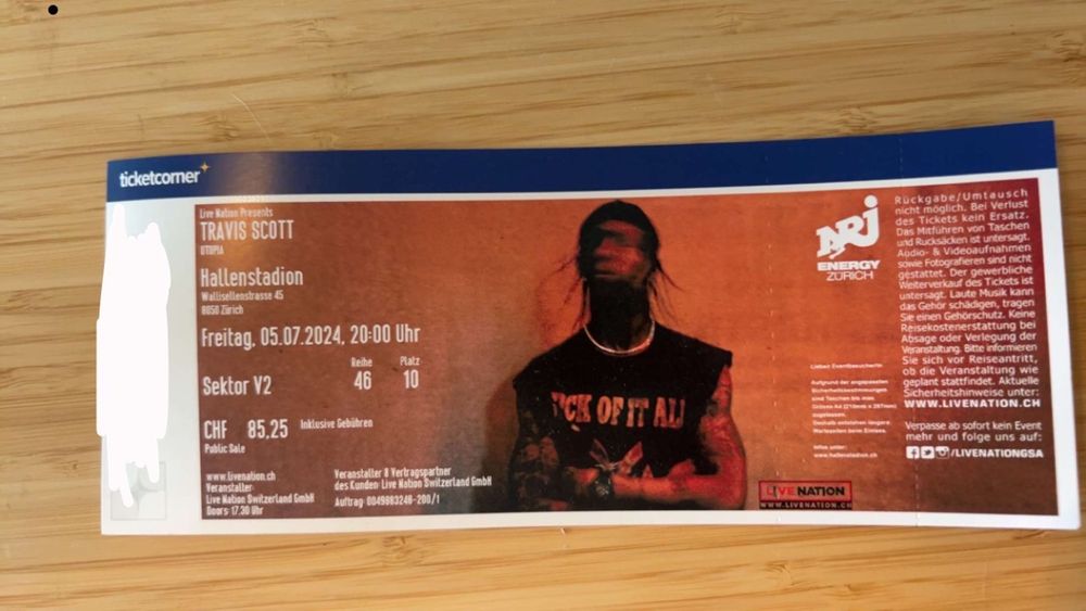 Travis Scott Ticket Sitzplatz Kaufen auf Ricardo