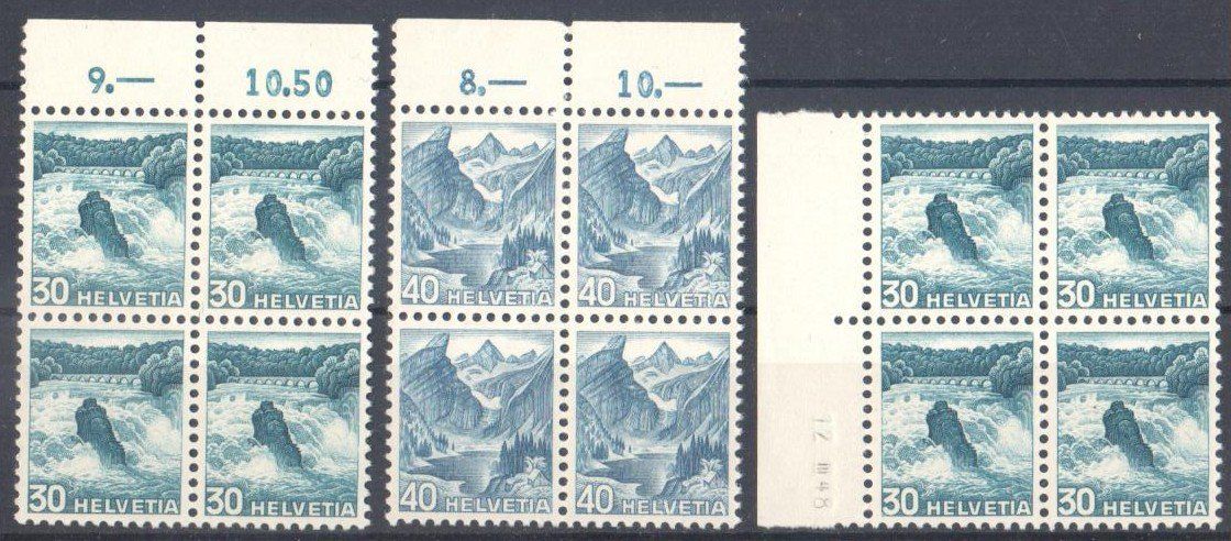 Tutti i francobolli: 3 Viererblocks ** Landschaftsbilder – Nuovo (secondo la descrizione) da Appenzell venduto da Murpa