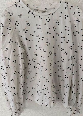 Pomp de lux Weiss Longsleeve mit Herzmuster 134/140