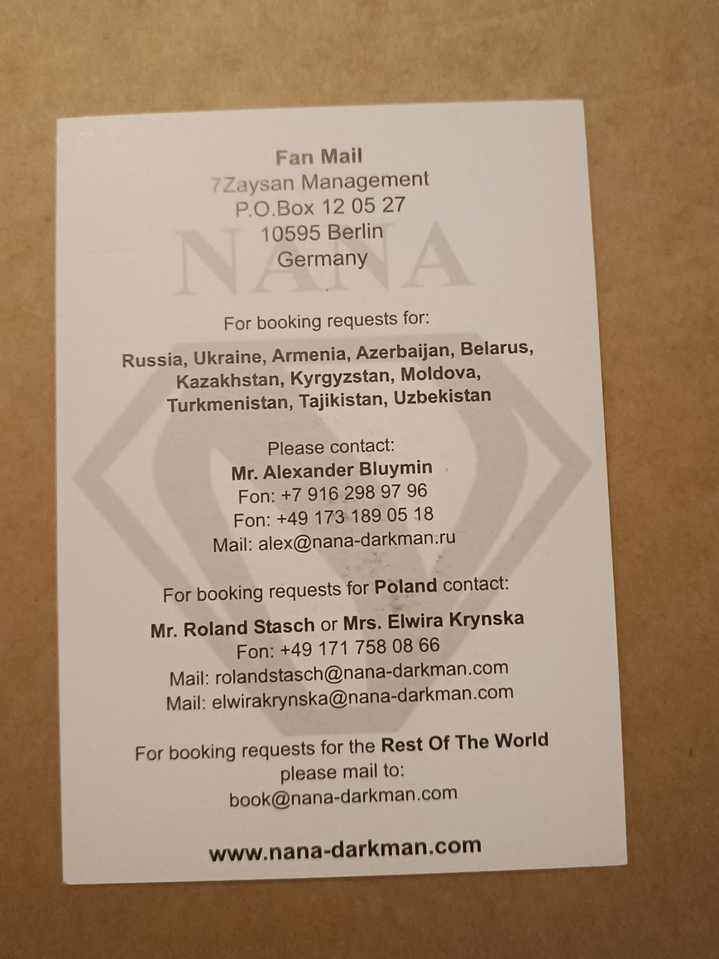 Autogramme: Nana -  original Autogramm – Gebraucht aus Menziken von Artographs 1