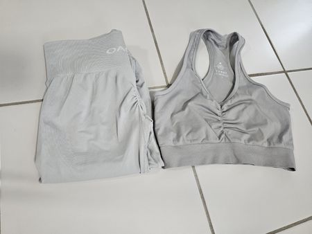 Oace Sportset Leggings und Bra, grau Gr. L, Top!