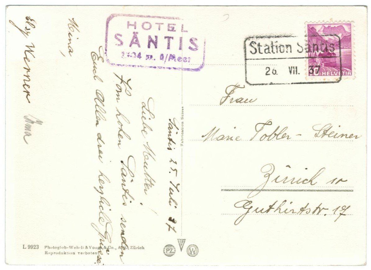 Cartoline postali: AK Säntisgipfel 1937 – Usato da Zürich venduto da Tolima194 1