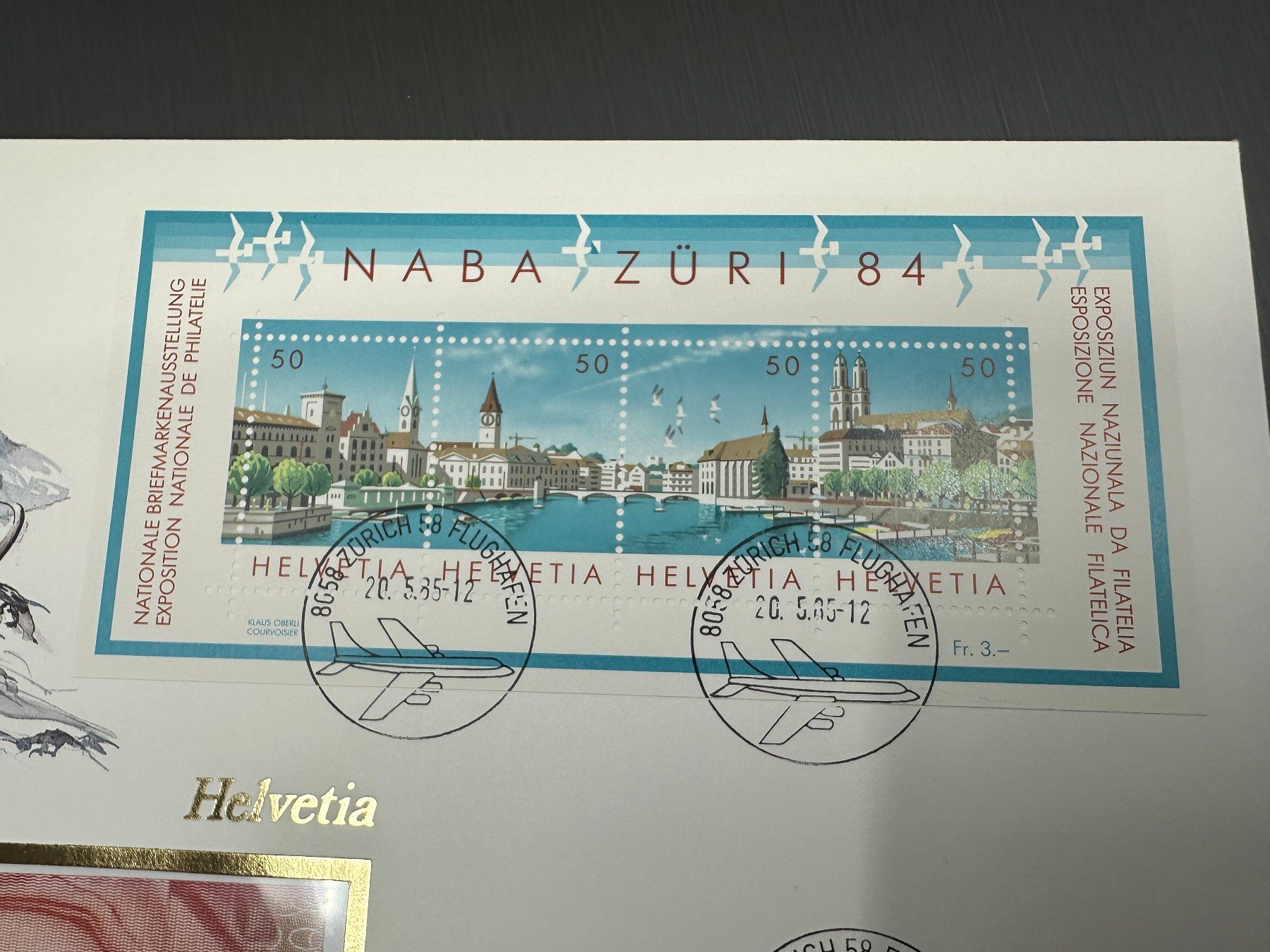 Banknoten: FDC Naba Züri 1984 mit 10.- Note – Gebraucht aus Arisdorf von Liquidus 1