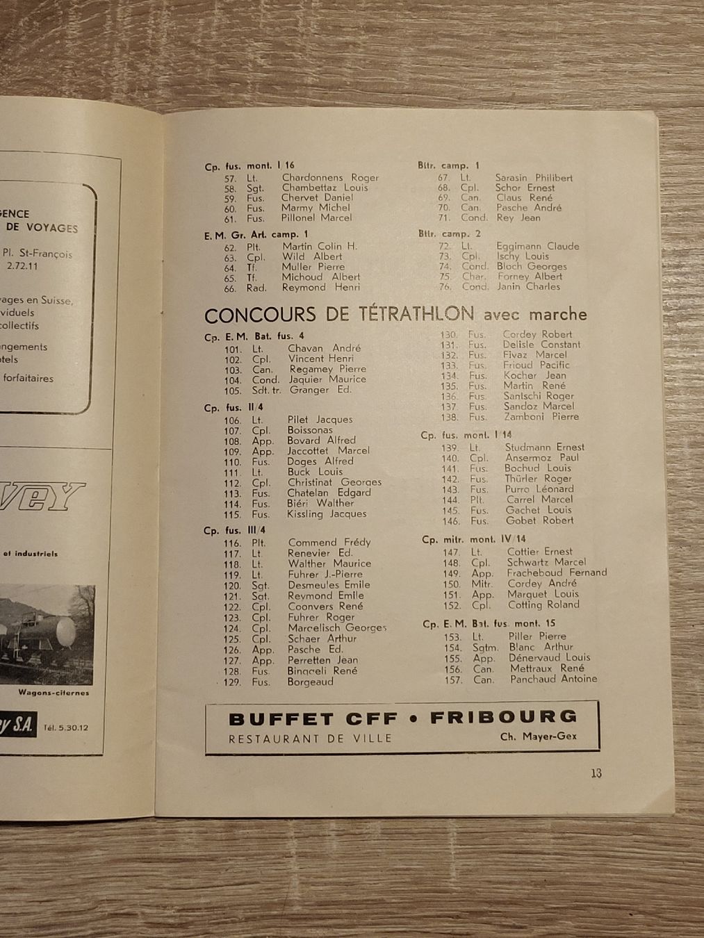 Documenti: Programme Concours militaires de la 1ère division 1944 – Usato da Massongex venduto da Jalon71 3