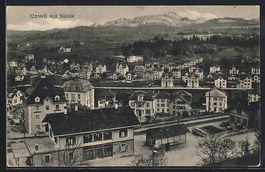 AK Uzwil, Ortsansicht mit Säntis, 1912