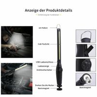 Magnet LED KFZ Arbeitsleuchte Akku lampe Werkstatt Stablampe