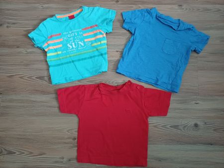 3 Jungen T-Shirts Gr. 74 Sommer-Look bunt