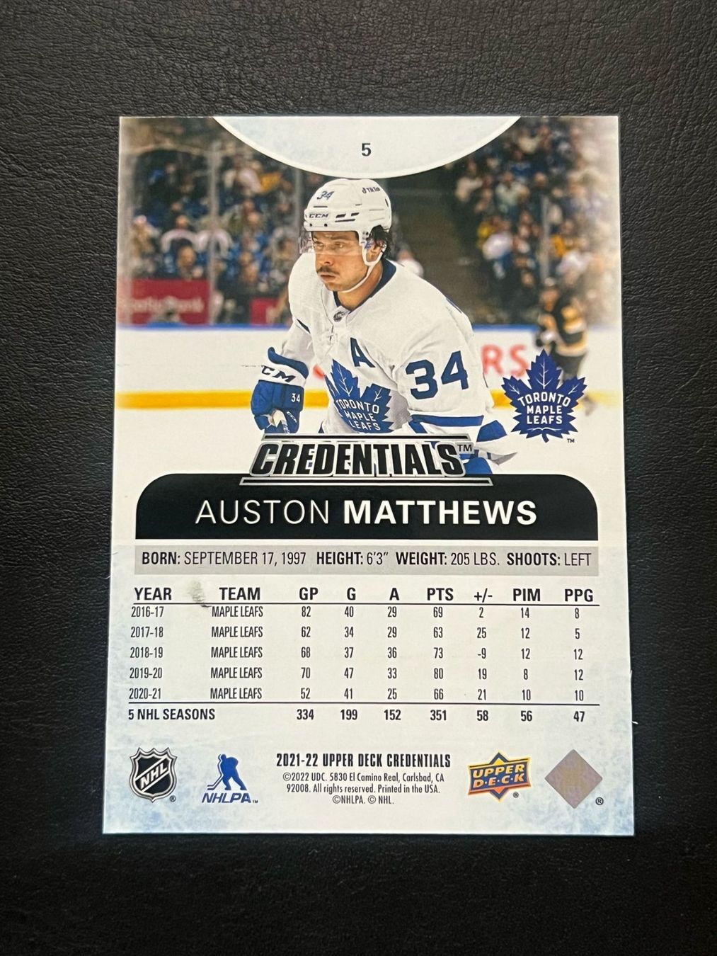 NHL Carte collezionabili: Auston Matthews 2021 Credentials 122/399 Toronto Maple Leafs – Nuovo (secondo la descrizione) da Möhlin venduto da SwissHockeyCards 1