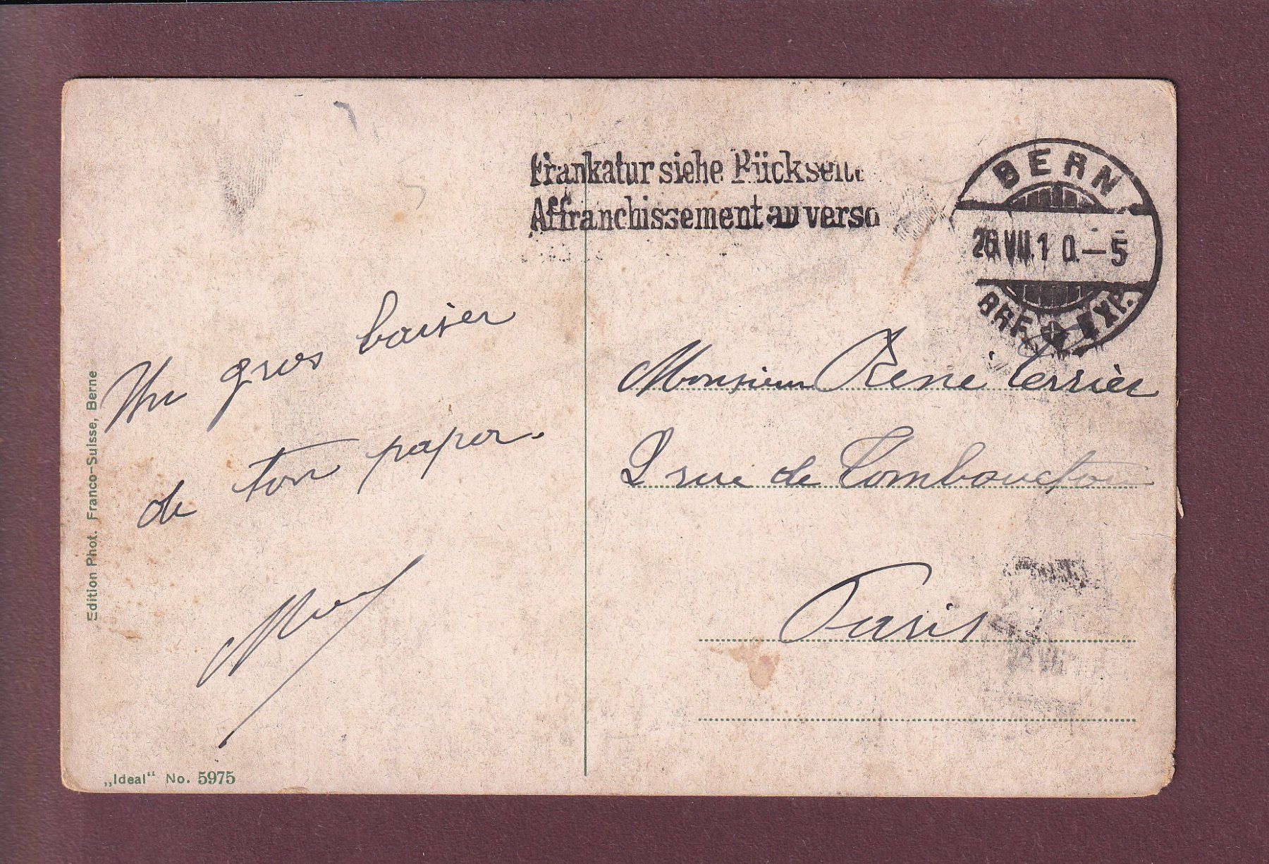 Cartoline postali: BERN - Bärengraben - 1910 – Usato da Pully venduto da nicecards 1