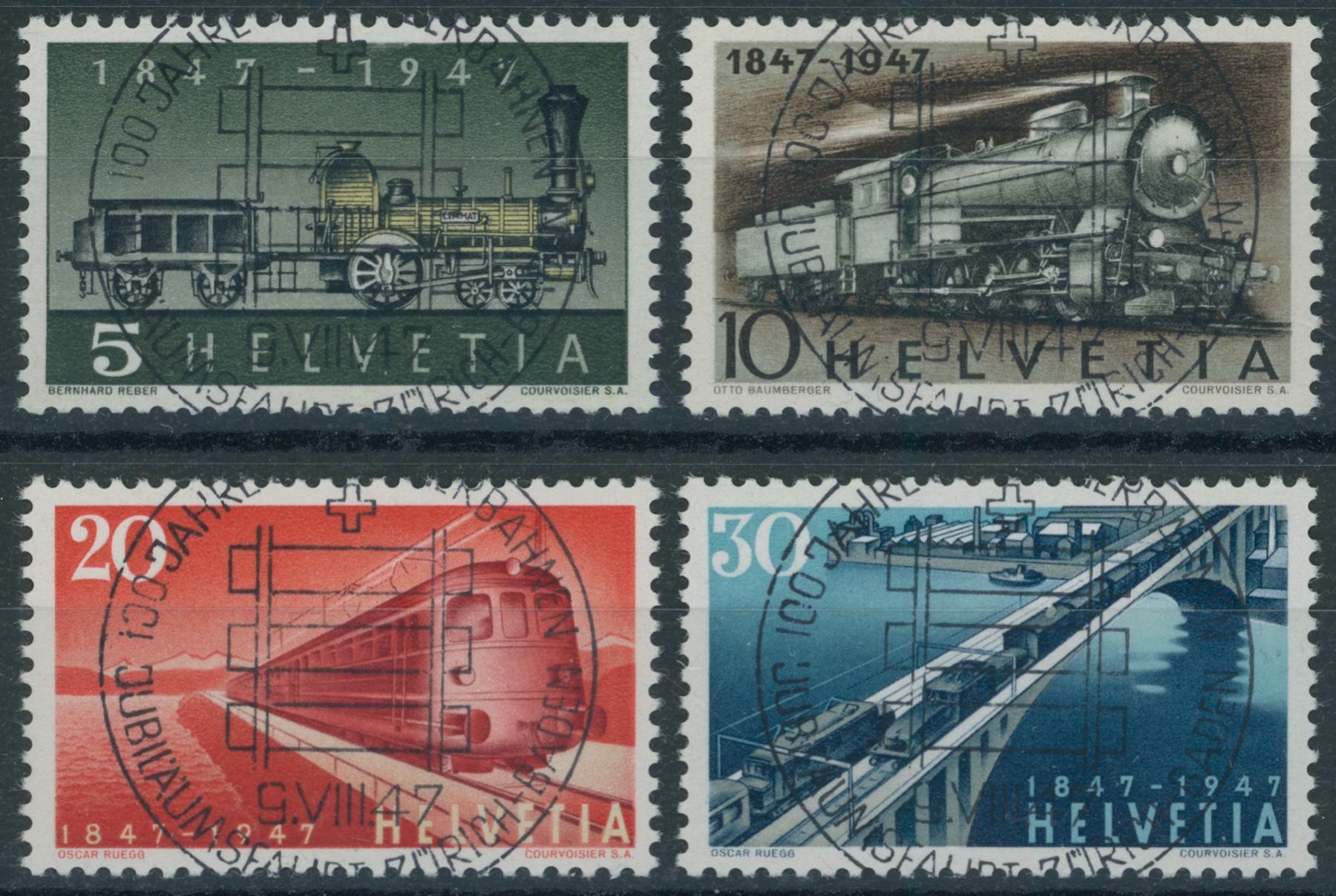 Tutti i francobolli: 1947 - Eisenbahnen - Ersttag Voll Stempel ET – Usato da Schindellegi venduto da leecollect