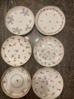 6 Dessertteller/Deko, Blumendesign mit Goldrand, von KPM
