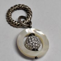 Vintage Schlüsselanhänger Taschenanhänger Perl silver #A6