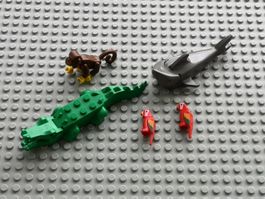 LEGO Tierkonvolut (1 Set) – Hai, Affe, Krokodil, 2 Papageien