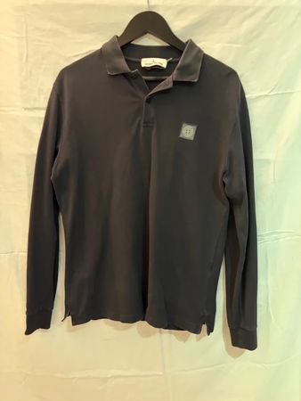 Stone Island Langarm Polo dunkelgrau, Gr. L, Regular Fit