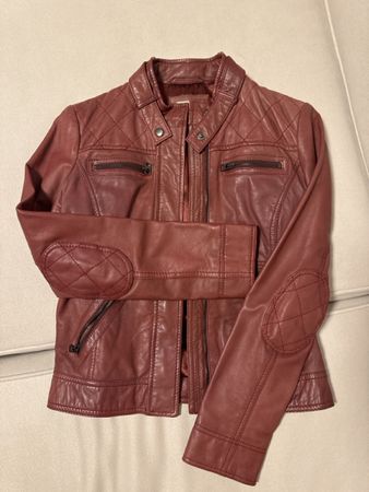 Stylish Esprit Red Leather Jacket for Autumn Vibes