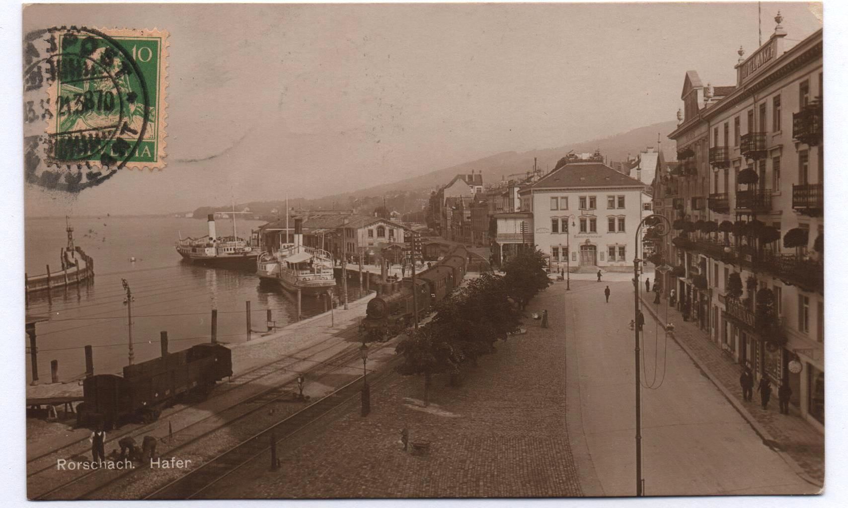 Cartoline postali: RORSCHACH Hafen - Bahn, Dampflokomotive – Usato da Jona venduto da philajona