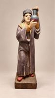 Religiöse polychrome Holzskulptur einer männlichen Figur mit