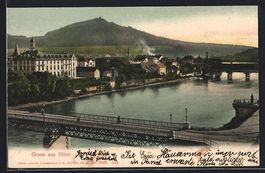 Olten, Teilansicht mit Brücken und Berg