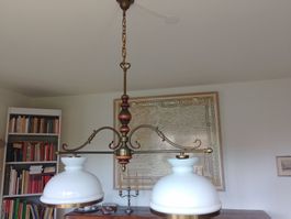 2-flammige Hängelampe Esstischleuchte mit Opalglas Landhaus!