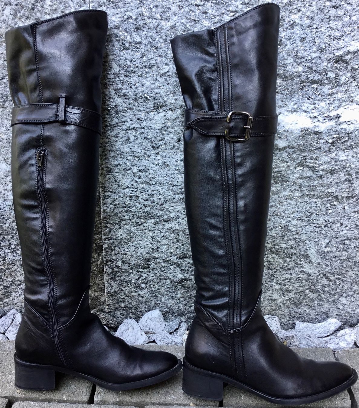 Scarpe da donna: Schlichte Overknee Stiefel aus Lederimitat, Gr. 37 – Usato da Regensdorf venduto da lotti8105 1