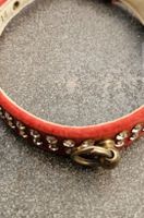 Hundehalsband rot Samt Steine 14