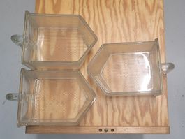 Vintage Glasschütten, 3er Set, Rarität