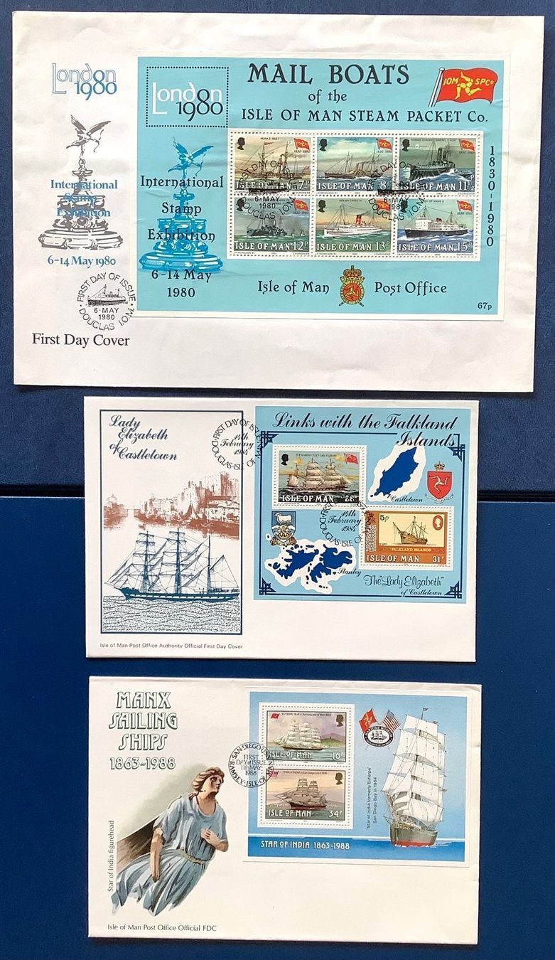 Alle Briefmarken: 1980-84-88 FDC - Man-GB - Blocks 3-7-10 – Neu (gemäss Beschreibung) aus Liestal von Pep3