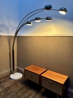 Relux Milano Bogenlampe 5-armig Chrom Marmorfuß 70er Vintage