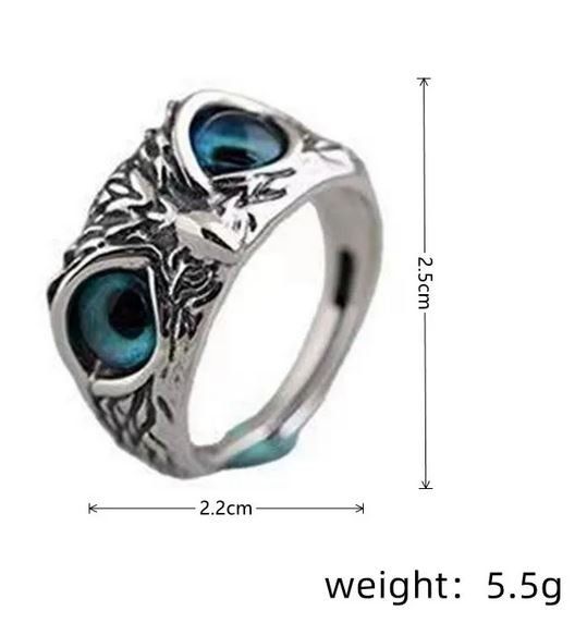Anelli: Ring Eule, Owl blaue Augen, blue Eyes – Nuovo (secondo la descrizione) da Schwanden GL venduto da UHRKNALL 3