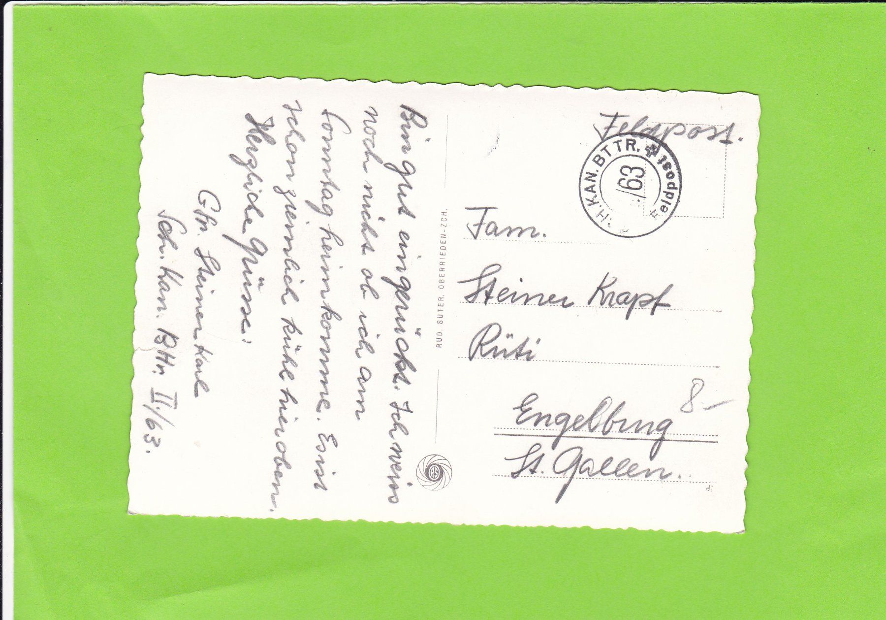 Cartoline postali: Cazis im Domleschg-Feldpost – Usato da St. Peterzell venduto da neckertal 1