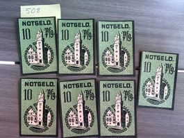 7 Scheine Notgeld Stadt Saarbrücken 10 Pfennig 25.11.1919