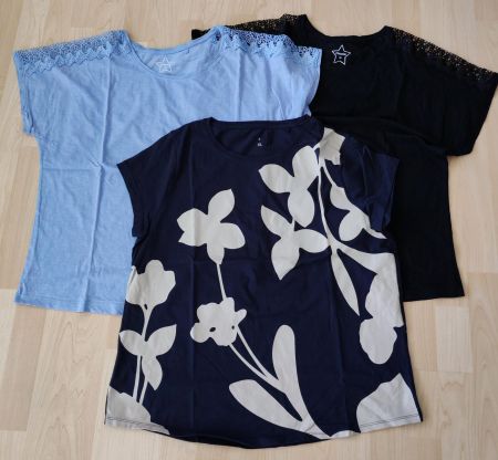 3 Damen T-Shirts, Gr. XL, Marke: C&A + CHICOREE