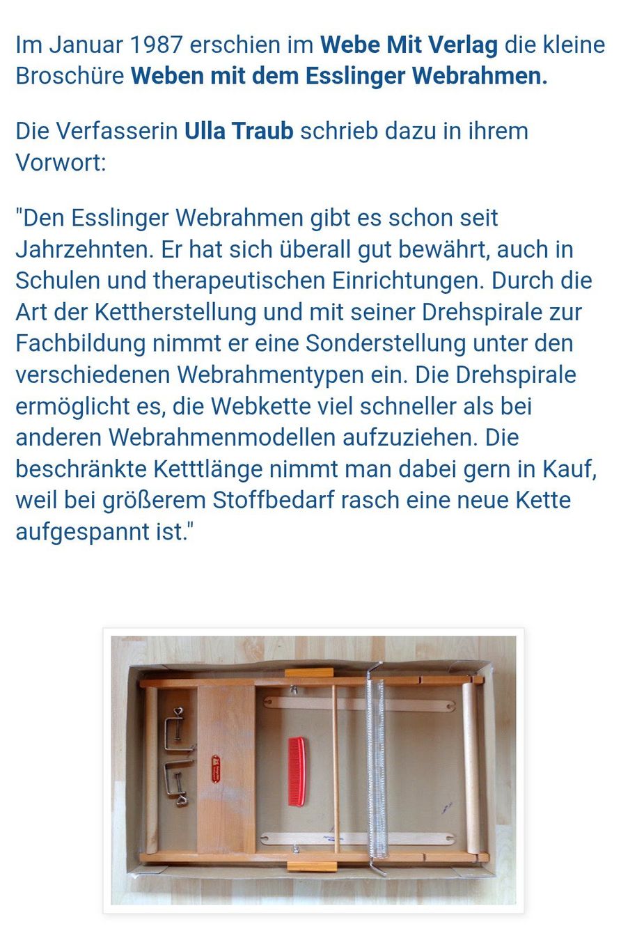 Telai per tessitura: Esslinger Webrahmen mit Zubehör – Usato da Bertschikon Gossau venduto da Tokibunny 3