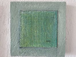 Bild modern grün blau türkis Unikat 20x20 Papierkunst