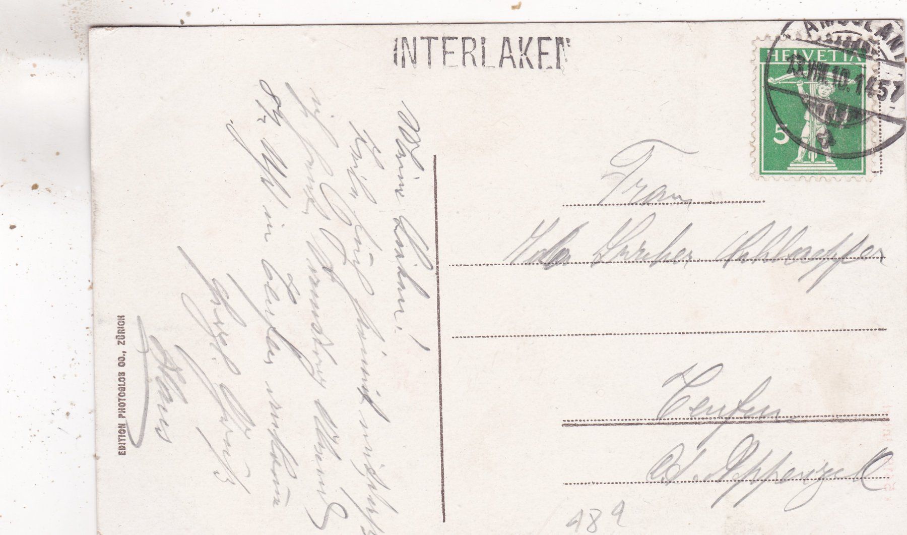 Cartoline postali: Interlaken und die Jungfrau 1910 – Usato da Herisau venduto da Lisegrat2008 1