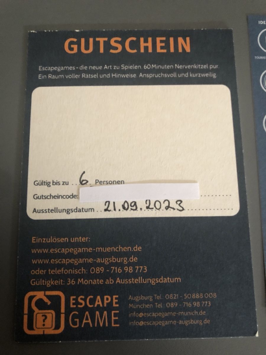 Gutscheine: Gutschein Escape Room – Neu (gemäss Beschreibung) aus Bischofszell von Claudia.06 1