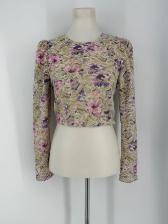Crop Shirt Gr. S von H&M mit Blumenmuster und Puffärmeln