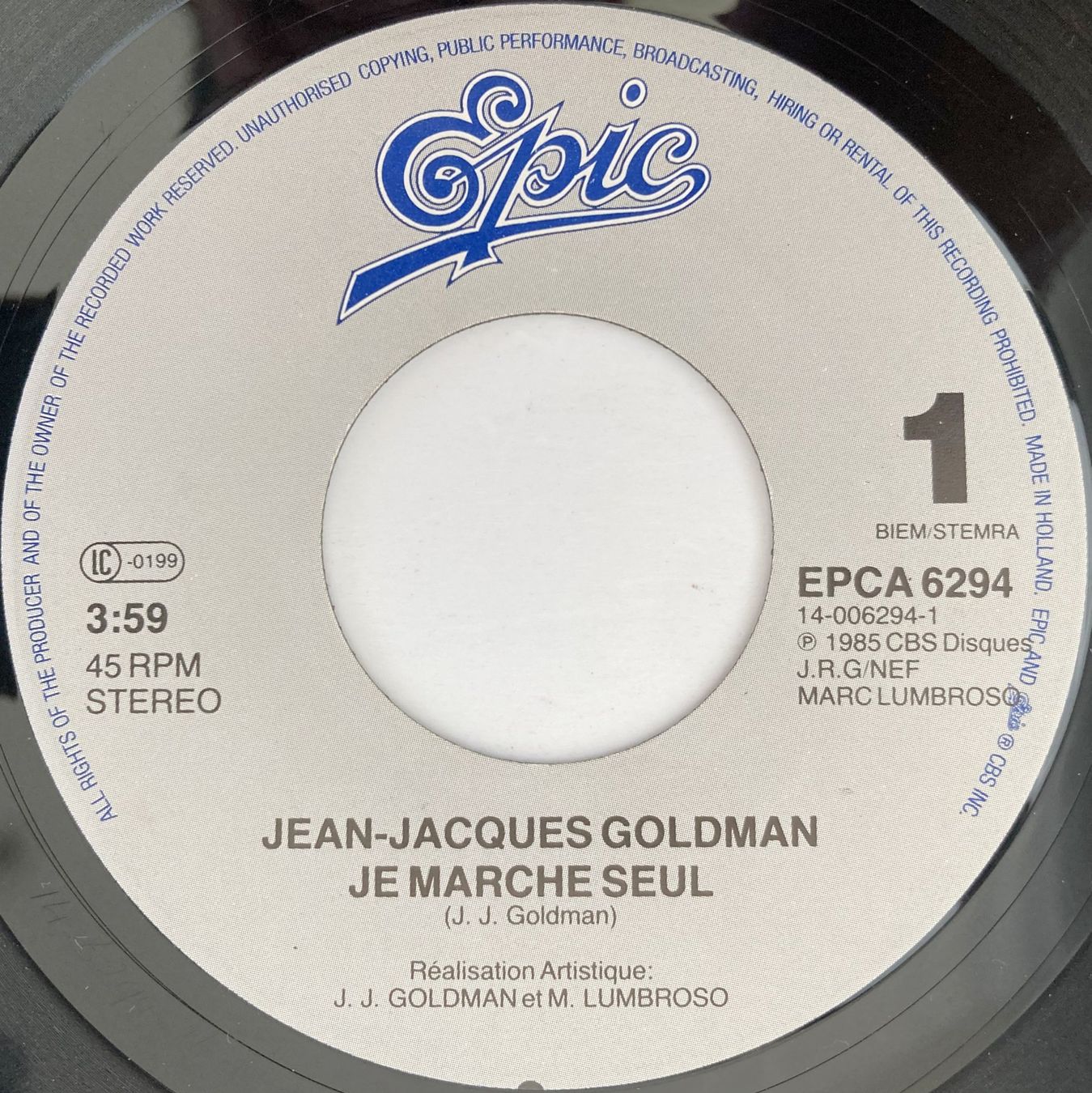 Schallplatten: JEAN-JACQUES GOLDMAN - JE MARCHE SEUL – Gebraucht aus Bottens von hotter-than-hell 2