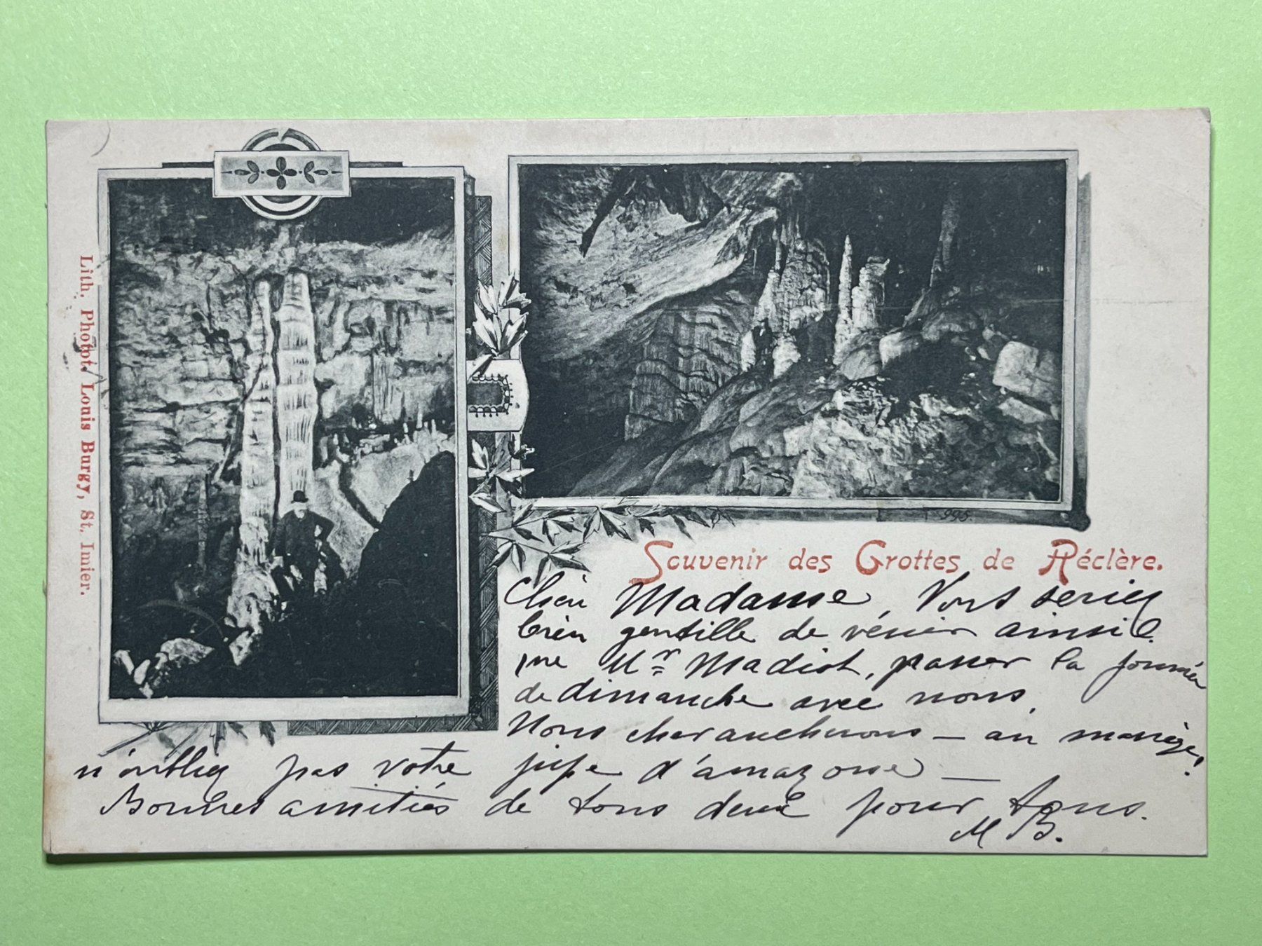 Cartoline postali: Souvenir des Grottes de Réclère - 1902 – Usato da Steg VS venduto da _vinci_