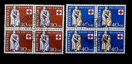 PRO PATRIA TIMBRES OBLITÉRÉS 1957 EN BLOC 4. SBK 70.00 /S492