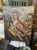 Tableau Ancien "D'après Le Greco" - Sainte Famille! Huile