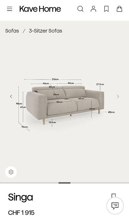 Sofas: Kave Home Sofa, Modell Singa, 3 Sitze, beige – Gebraucht aus Gümligen von sale3001 4