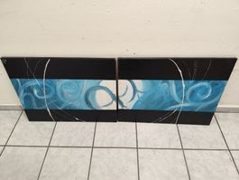 Modernes zweiteiliges Wandbild, blaue Akzente, Top!