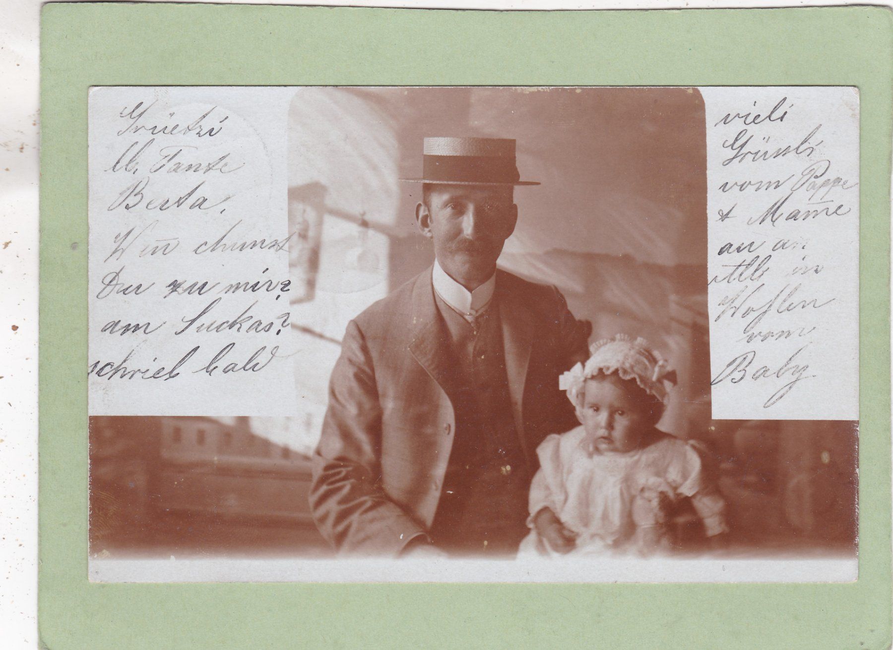 Cartoline postali: Photokarte Mann mit Kind 1907 – Usato da Herisau venduto da Lisegrat2008