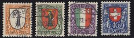 1923   Pro  Juventute Satz  Wappen   Nr.J25-J28   gestempelt