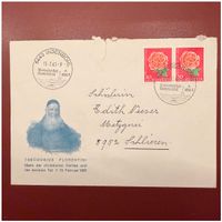 Kuvert mit zwei Briefmarken Rosenmotiv Pro Juventute 1964