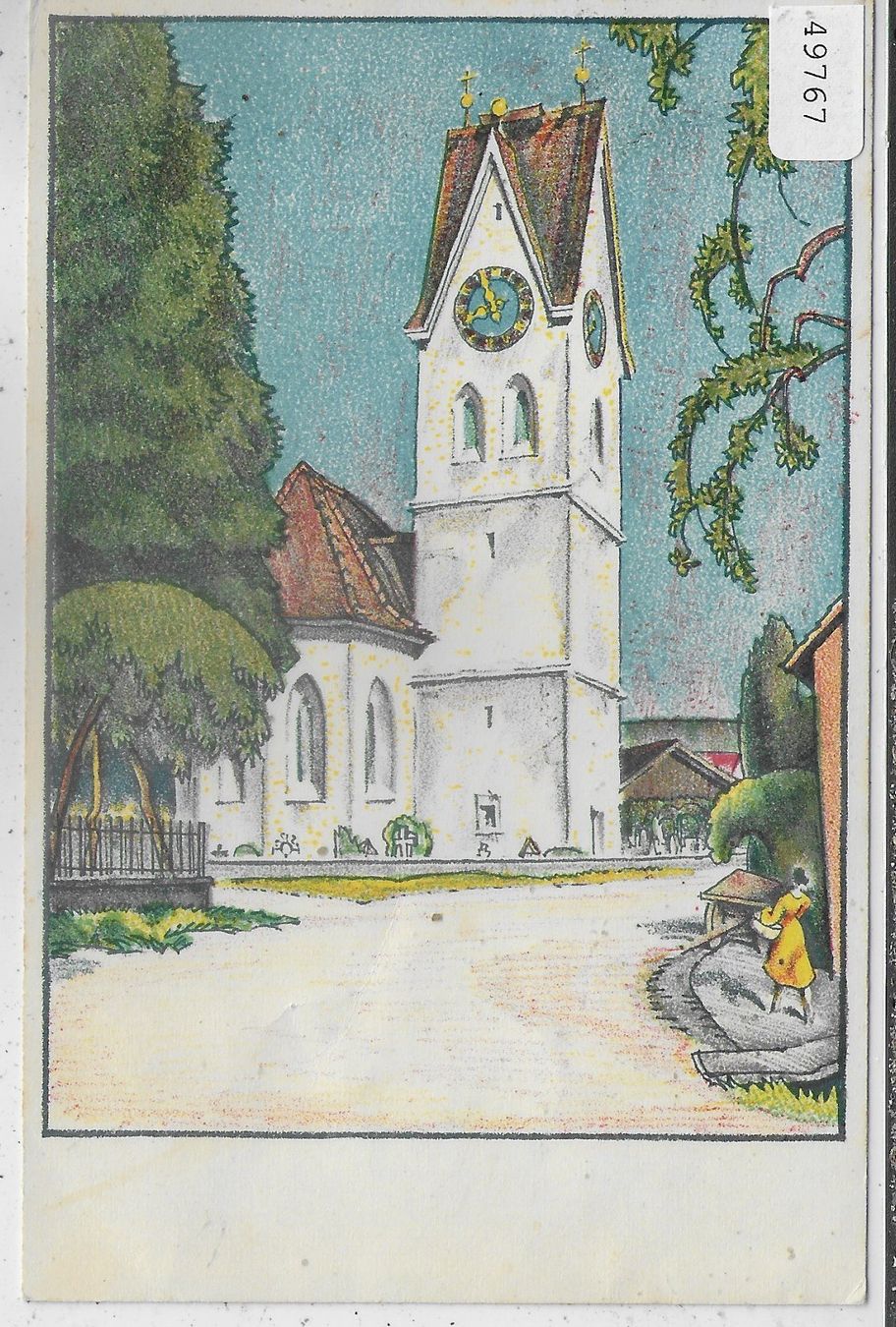 Cartoline postali: Kirche in Dürnten - Litho Ernst Albert Rüegg – Usato da Ettingen venduto da Kartenplanet