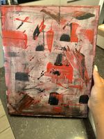 Peinture abstraite rouge et noir sur toile