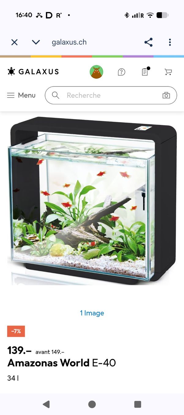 Amazonas Acquari: Amazonas World E-40 Aquarium 34L with LED light, upgraded fi – Usato da Zürich venduto da deb_n55g
