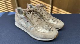 Sneakers Gabor Leder Gr 5 (38), beige krokoprint zipper